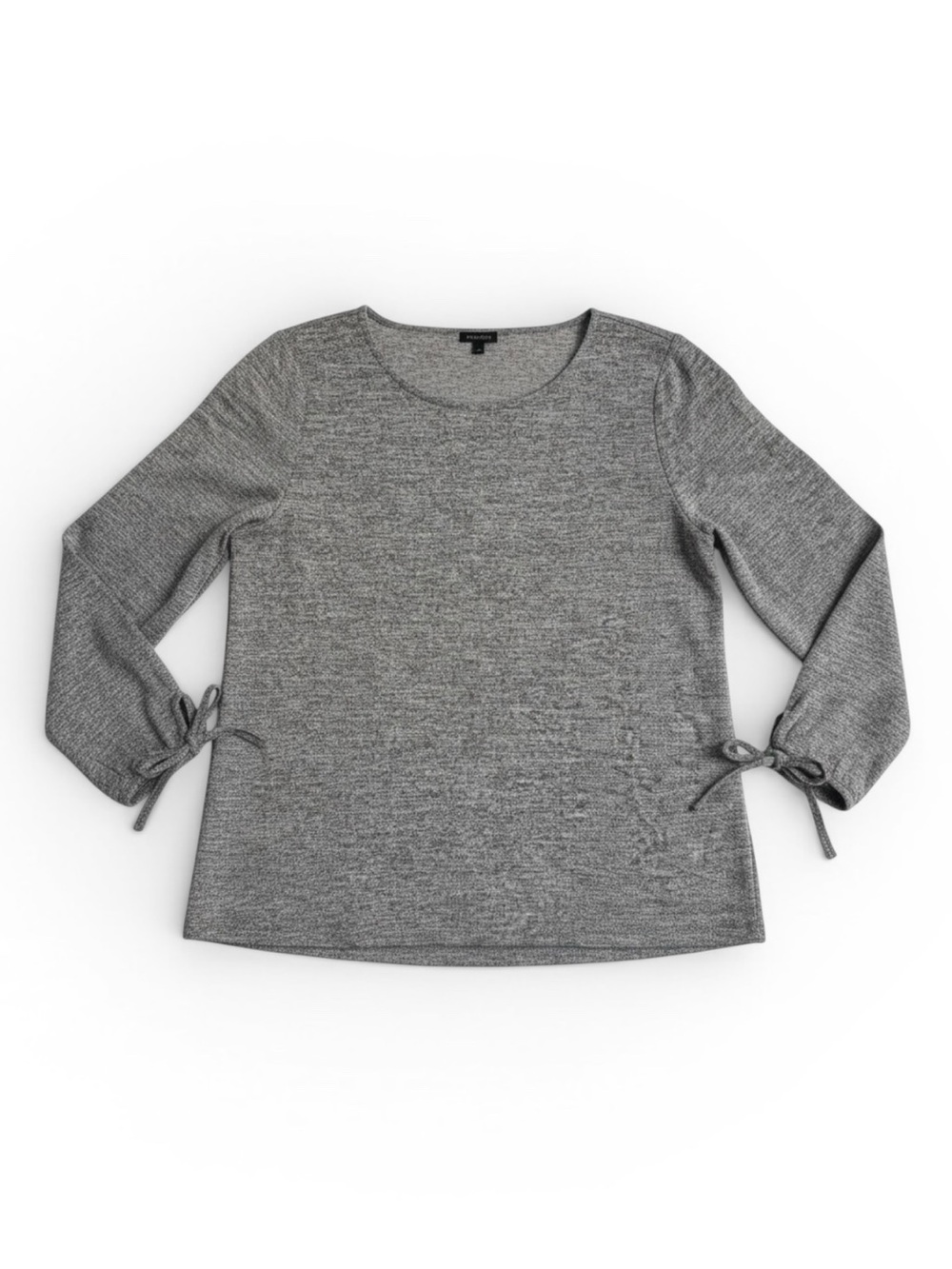 Talbots Metallic Silver Gray Tie Sleeve Knit Top Classic Holiday Party Size XL